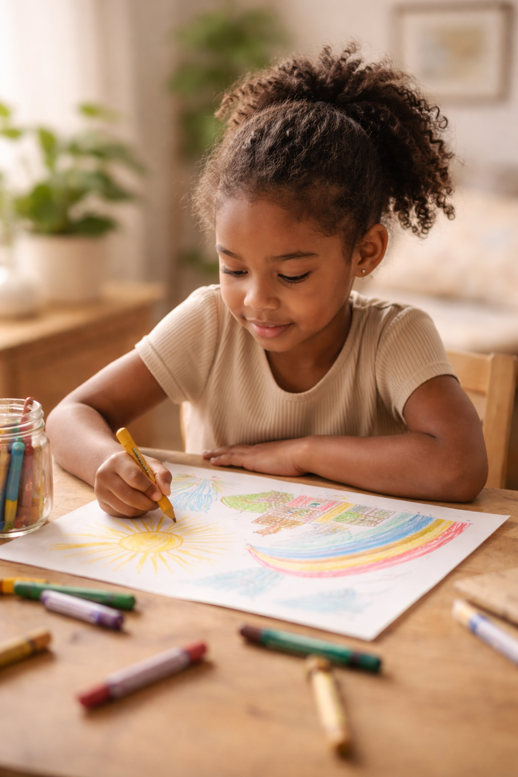 Child engaged in creative therapy